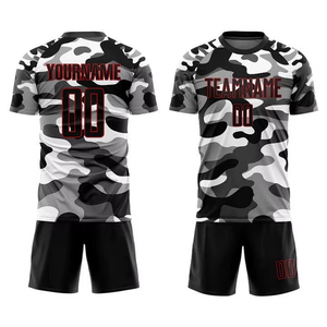 Ensemble de maillots de football personnalisés à carreaux pour adultes avec logo frontal, design respirant à manches courtes, séchage rapide, col en V, uniformes d'équipe de football - Product Image 1