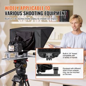 Teleprompter in Lega di Alluminio da 16 Pollici per Streaming Live, Angolo Regolabile a Pavimento, Controllo Remoto per YouTube Zoom Sup - Product Image 5