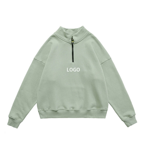 Sweat-shirt oversize pour homme, col montant, noir uni, manches longues, logo thermocollé sur le devant - Product Image 3