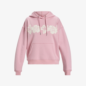 <b>Pink</b> Floral Print Fleece <b>Hoodie</b> <b>Women's</b> Pullover Sweatshirt Regular Fit with Pocket Casual Spring Wear - Product Image 1