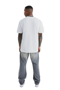 Jean en denim de coton de qualité supérieure pour homme, style droit, taille mi-haute, délavé, effet vieilli, coupe charpentier, tendance - Product Image 2