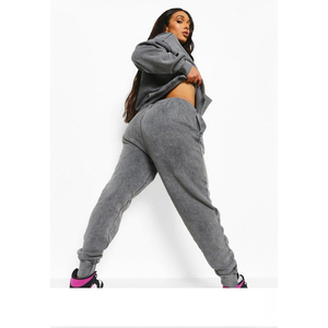 Ensemble sweat à capuche et jogging pour femme, délavé à l'acide, écologique, vintage, avec poche kangourou et cordon de serrage, style usé décontracté - Product Image 4