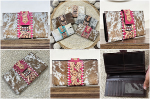 Cartera de mano de cuero de vaca artesanal estilo western 2026 con diseño floral grabado 777 Jackpot para mujer - Product Image 3