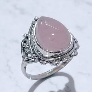 Anillo de Plata de Ley 925 con Cuarzo Rosa Turquesa y Labradorita Estilo Victoriano, Joyería Hecha a Mano, Anillos Boho Retro Vintage para Mujer - Product Image 4