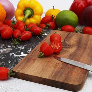 Planche à découper en marbre et bois naturel avec poignée, planche de service pour steak, fruits, pain - Product Image 6