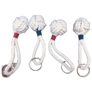 Set of 6 Pcs Fist Knot Keychain w/ Brass Shackle - 4.5" Long - Handmade Sailor Rope <b>Key</b> Ring - Nautical Jewelry Gift - Product Image 1