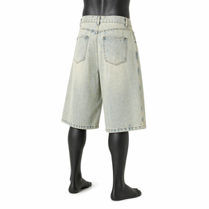 Pantalones Cortos de Mezclilla Holgados para Hombre, Estilo Vintage Lavado, Corte Holgado, Largura hasta la Rodilla, Estilo Urbano, Venta al por Mayor OEM - Product Image 4