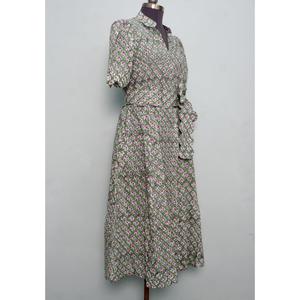 Indian Handmade 100% Cotton Beautiful Kangura <b>Dresses</b> Block Floral Printed Breathable Cute Casual Maxi <b>Dress</b> with Button Belt - Product Image 2