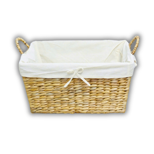 ตะกร้าใส่ของผักตบชวาทำมือตะกร้าซักผ้าโครงโลหะและผ้า - Product Image 1