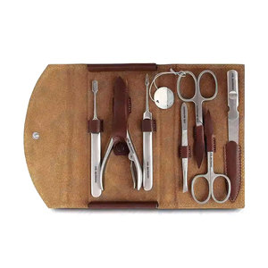 High Carbon Stainless Steel <b>Nail</b> Scissor Pusher Nipper Beauty Instruments 7-Piece Manicure <b>Kit</b> in PU Leather Pouch - Product Image 1