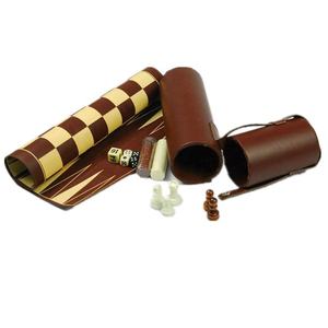 Luxury PU Faux Leather Roll Up Custom <b>Backgammon</b> Portable Foldable Travel Strategy Entertainment Board Game <b>Set</b> with Storage - Product Image 3
