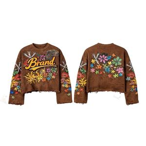 Sudadera de Forro Polar con Cuello Redondo y Estampado Serigrafiado para Otoño, Venta al por Mayor, Sudadera Lisa Teñida de Alta Calidad, con Logotipo Personalizado, Unisex - Product Image 3