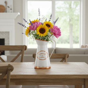 Jarrón de Metal Headway con Forma de Flor - Jarrón Rústico Estilo Campestre Francés Vintage con Asa, Decorativo para el Hogar - Product Image 3