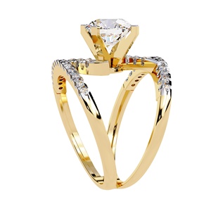 IGI Certified 2 Carat Lab Grown Diamond Double Band <b>Ring</b> Yellow Gold 18K Gold Sterling <b>Silver</b> Split Shank Trendy Bridal - Product Image 3