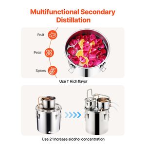 Distillatore d'acqua e alcol in acciaio inossidabile da 8 galloni/30 litri con doppio condensatore a raffreddamento rapido a serpentina in rame - Product Image 4