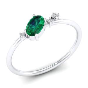 REYES Original Design 14K Solid Gold Emerald Gemstone with Moissanite Engagement <b>Rings</b> For <b>Women</b> OEM ODM Custom Jewelry - Product Image 2