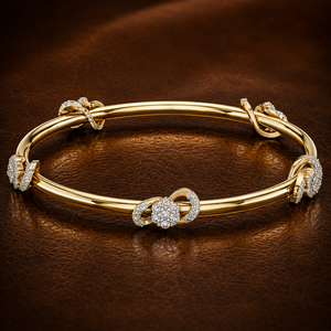 Round Lab Grown Diamond Cluster Station <b>Bangle</b> DEF VVS 10K 14K <b>Solid</b> <b>Gold</b> Custom Infinity Loop Bridal Jewelry Factory Wholesale - Product Image 1