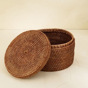 Sustainable home <b>decor</b> container basket with lid natural rattan box handweave <b>storage</b> <b>boxes</b> - Product Image 2