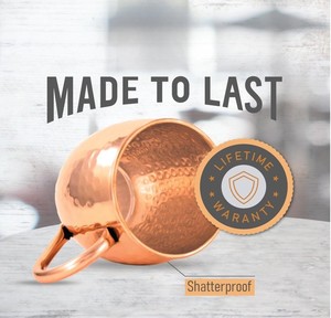 Ensemble de 4 tasses Moscow Mule en cuivre martelé massif de 16 oz avec pailles, faites à la main, non doublées, coffret cadeau 100% cuivre - Product Image 3