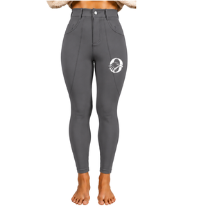 Pantalon d'équitation pour femme personnalisé, gris anthracite, taille haute, extensible, coupe ajustée, avec poches avant et arrière - Product Image 1