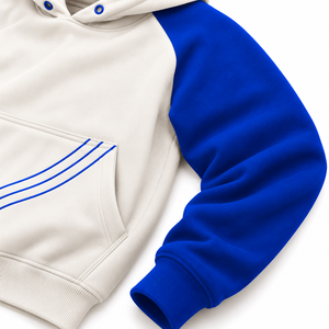 Sudadera con Capucha Oversize de Alta Calidad con Bloques de Color, Mangas Raglán, Bolsillo Frontal y Ojales Azules, Estilo Casual y Ecológico - Product Image 6