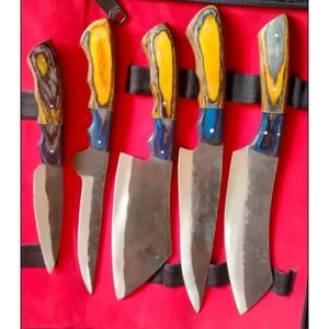 Juego de Cuchillos de Chef Profesionales de Acero al Carbono de 5 Piezas, Hechos a Mano por Ahmad Fabric, Mango de Resina, Funda de Cuero, Diseño Moderno, Personalizable - Product Image 4