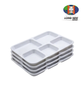Bandeja de Comida de Plástico PP de 5 Compartimentos LONGNEW OEM |   Bandeja de Servicio de Alimentos Personalizada para Escuelas, Restaurantes y Cafeterías - Product Image 4