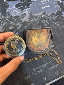 Mini Nautical Brass Magnetic <b>Compass</b> 2 Inch Shockproof Waterproof Engravable <b>Antique</b> Finish Brown Look Handmade Gift for Hiking - Product Image 3