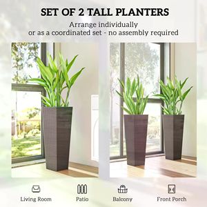 Set Moderno di 2 Vasi per Fiori in Plastica PP Alta Qualità, Impilabili, con Fori di Drenaggio per Giardini di Hotel e Piante da Interno - Product Image 2