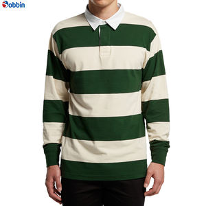 Custom Logo Printing Long Sleeve Uniform Golf <b>Men's</b> <b>Polo</b> <b>Shirt</b> Summer Collection New Hot Sale <b>Green</b> & White Color Block Stripe - Product Image 6