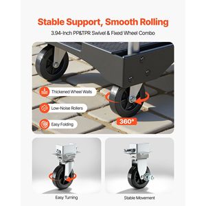 Carrello Pieghevole con Capacità di 150 kg, Piattaforma di Trasporto Pieghevole con Ruote Girevoli, Carrello Manuale per Trasporto - Product Image 3