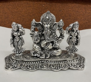 Riddhi Siddhi Ganesh Showpiece Metal Statue Metal Golden Antique Laxmi Ganesh Handcrafted Showpiece - Product Image 3