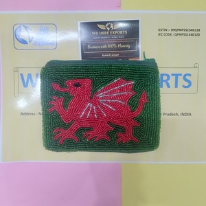Grüner walisischer roter Drache Perlen-Reißverschlussbeutel Handbestickte Münzbörse Geldbörse Handgefertigter walisischer Drachen-Kosmetikbeutel - Product Image 2