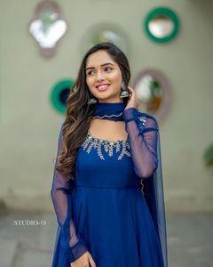 Floral Bordado Georgette Anarkali Dupatta 52 \ "Maxi Diseño Tamaños 2017 Verano Elegancia Longitud larga Tela elegante - Product Image 2