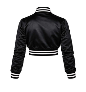New Winter Fashion Style Women Customized Wholesale Plus Size Satin <b>Varsity</b> <b>Jacket</b> With Embriodry Logo - Product Image 2