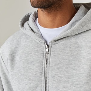 Men's Gray Hooded Tracksuit Full <b>Zip</b> Casual Sporty Style With <b>Side</b> Pockets Autumn Wear Regular Fit Solid Color 100% Cotton - Product Image 6