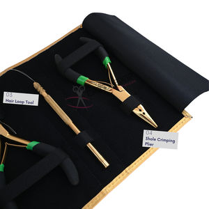 Kit d'outils professionnels pour extensions de cheveux de salon, comprenant des pinces à extensions, un outil à boucles avec crochet de tirage de fil et des pinces à sertir pour le retrait - Product Image 4