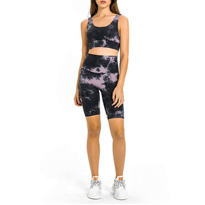 Ensemble short cycliste taille haute et crop top pour femme, tenue de fitness, vêtements de sport personnalisés, vente en gros, OEM ODM, usine de marque privée - Product Image 1