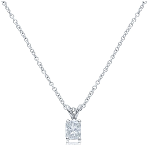 Pendentif solitaire en diamant taille radiant de 0,50 carat, plaqué rhodium, or 14 carats - Product Image 5