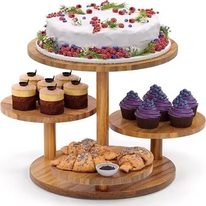 Base de Madera Premium para Tartas, Plato de Exhibición de Postres con Base de Metal, Bandeja para Servir Cupcakes, Decoración para Mesa de Bodas y Eventos - Product Image 4