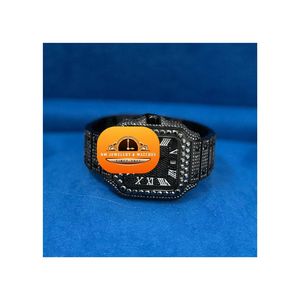 นาฬิกาข้อมือผู้ชายหรูหราแบบฮิปฮอป ประดับเพชรเต็มเรือน พร้อมกล่อง - Product Image 1