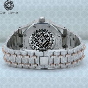 นาฬิกาข้อมือผู้ชาย Charm_Jewells หรูหรา ตัวเรือนสแตนเลสสตีล หน้าปัด 40 มม. ประดับโรสโกลด์ ขอบหน้าปัดเพชร ดีไซน์โปร่ง ทนน้ำ 10 บาร์ - Product Image 4