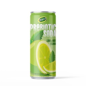 Wana Lime Mint Flavored Prebiotic Soda Concentrate Sparkling Juice 250ml Aluminum Can OEM ODM <b>Beverage</b> - Product Image 1