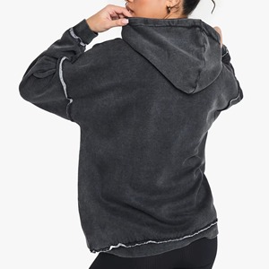 Conjunto de Sudadera con Capucha y Pantalones Deportivos de Alta Calidad con Logotipo Personalizado OEM para Mujer, Sudadera con Capucha Sólida y Desgastada, Trajes 100% Algodón para Mujer - Product Image 2