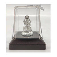 Idole du Dieu Ganesh en Acier Inoxydable Fait Main avec Boîte en Verre Transparent pour la Maison, le Temple, la Salle de Puja, la Décoration Festive de Diwali, d'Anniversaire, de Mariage