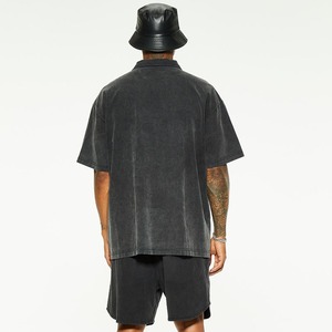 Ensemble T-shirt et short deux pièces pour homme, couleur unie, 100% coton, tenue streetwear écologique tendance - Product Image 4