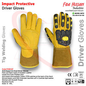 Gants de protection anti-impact non doublés pour conducteur en cuir de chèvre Gants de sécurité pour soudeur dans Keystone Thumb Styled TPR - Product Image 6