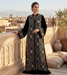 Tissu en velours tricoté brodé avec motif géométrique mandala et sequins pour veste ethnique femme, lehenga de mariée, abaya, robe africaine - Product Image 3