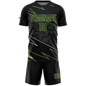 Ensemble d'uniformes de football personnalisés de haute qualité, 100% polyester, col rond, manches courtes, séchage rapide, unisexe, adulte, logo personnalisé, nom de l'équipe - Product Image 2