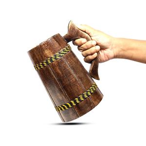 Hand Carved Wooden <b>Mug</b> Engraved <b>Tree</b> Design Polished Brown Handle Cup for Gift and Home Decor - Product Image 4